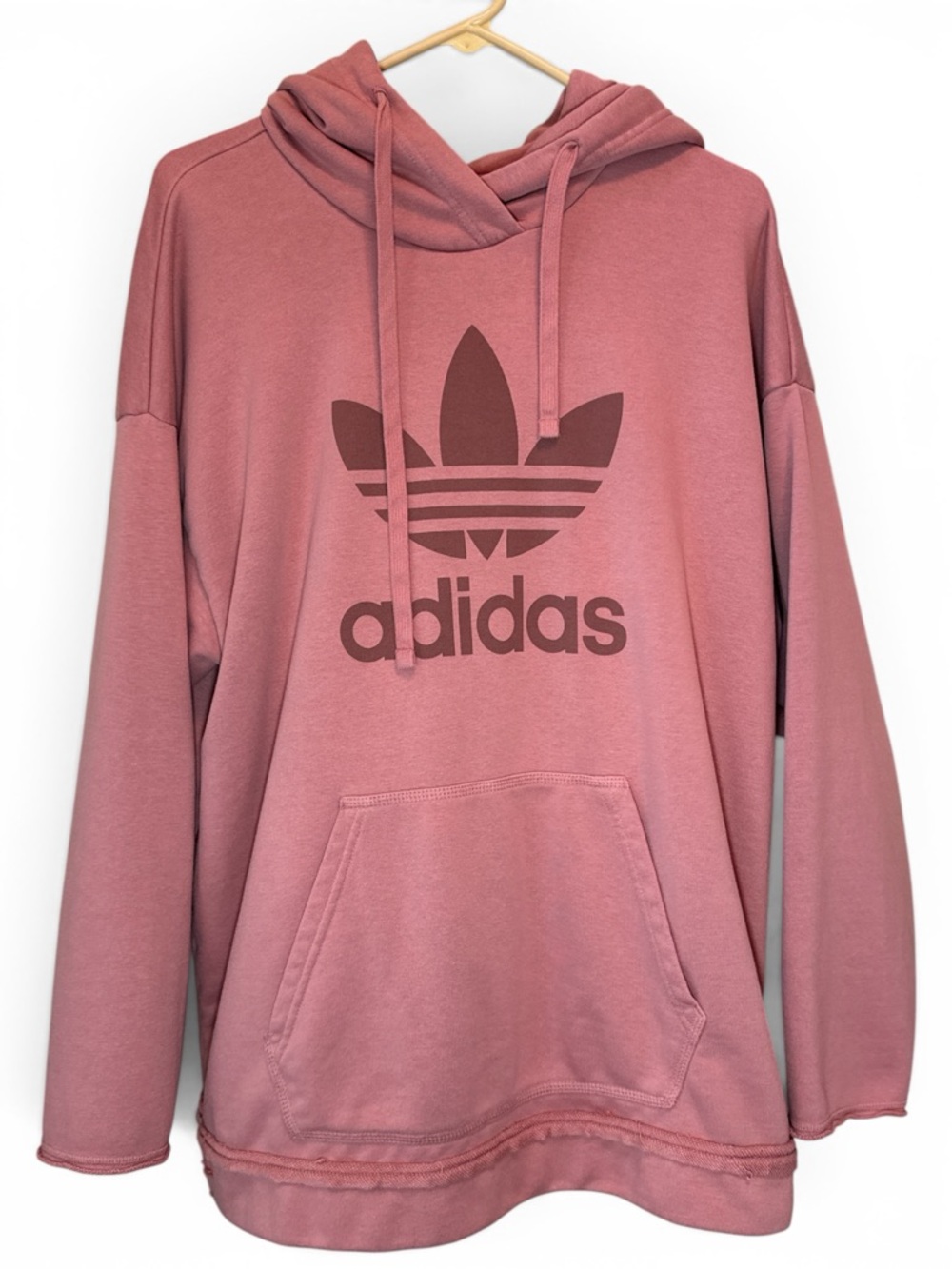 EUC adidas Originals - Trefoil Hoodie (Raw Pink) Sz Large Raw Hem